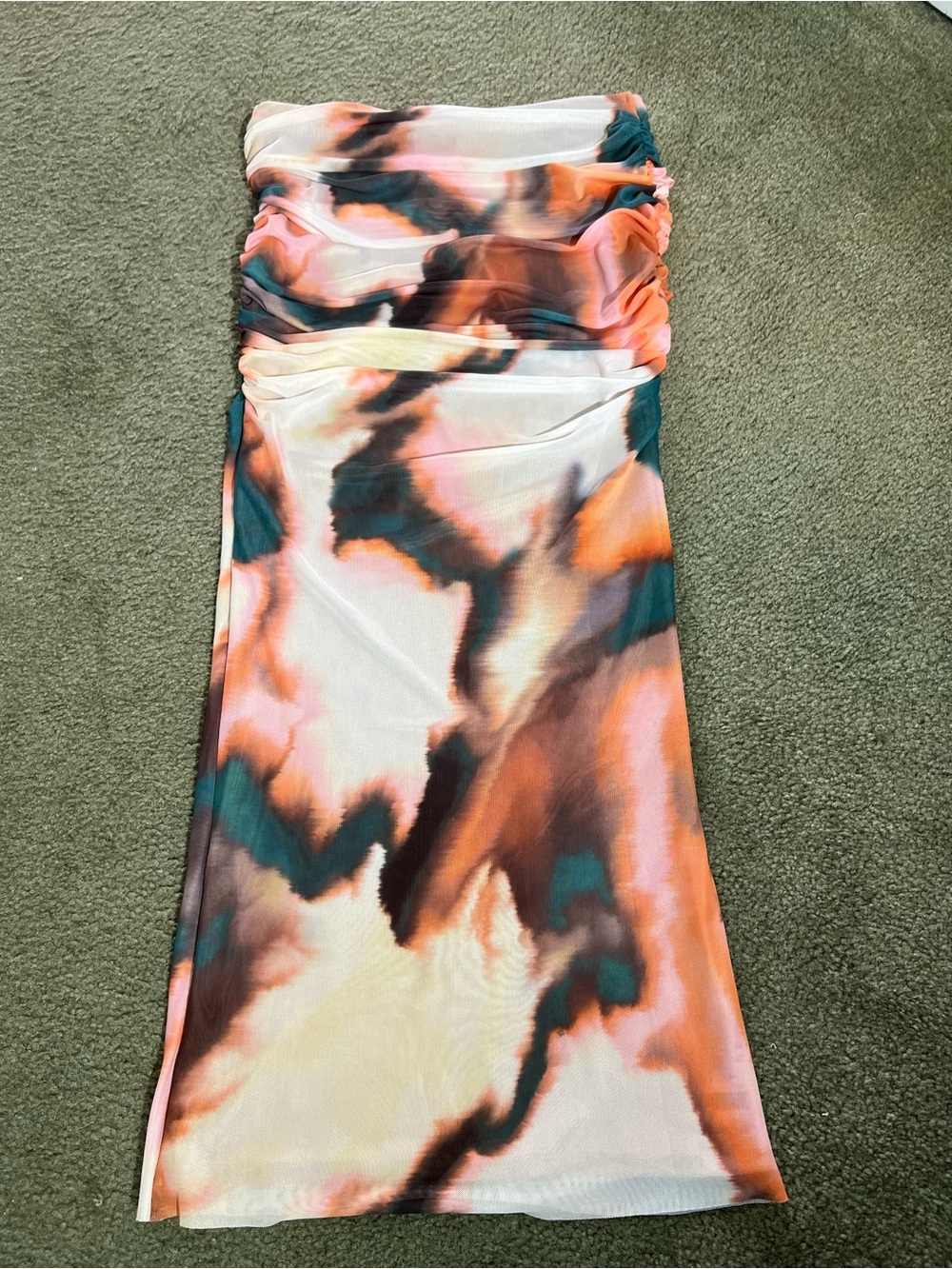 AFRM Strapless Tie-Dye Mesh Midi Dress